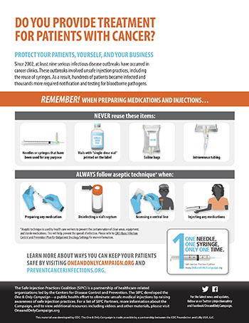 Injection Safety Reminders for Oncology Providers fact sheet (PDF)